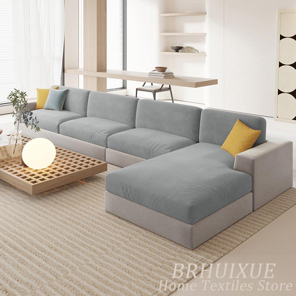 Velvet Sofa Cushion Cover For Living Room Anti-Slip Elastic Sofa Cover Solid Color Soft Slipcover Home Decor Furniture Protector