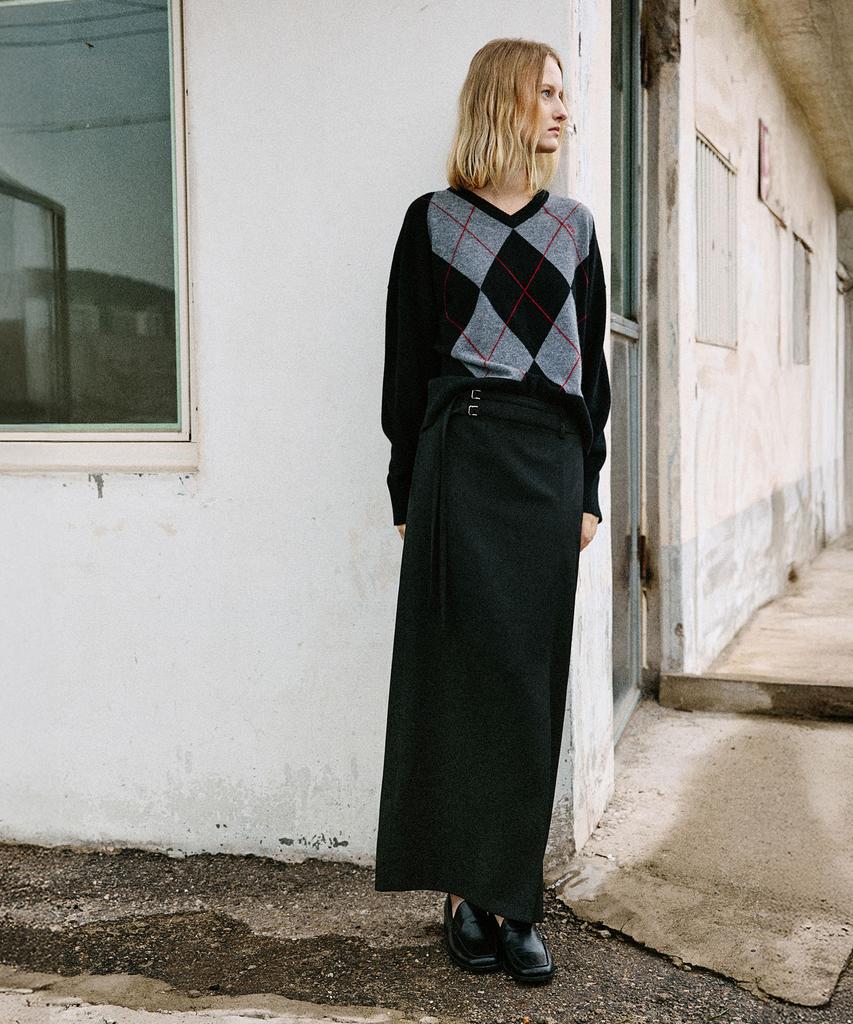 Artid Double Strap Wool Maxi Skirt_3 Colors