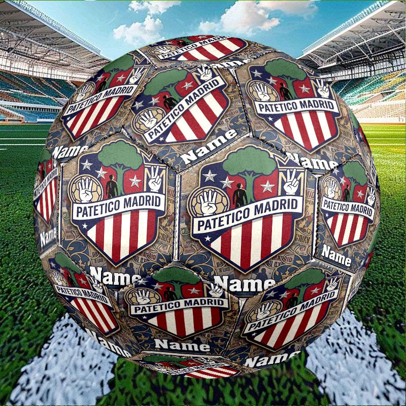 Custom Name Personalized Atletico Madrid Print Size 5 Soccer Ball Training & Match Football, for Team, Kicking, Gift for Football Enthusiasts