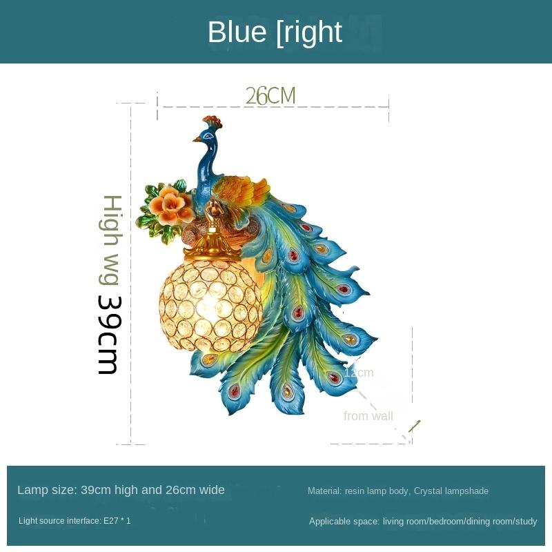 Retro dvoubarevná nástěnná lampa Peacock Creative Gold White Lampy LED Crystal Metal Light Dekorace