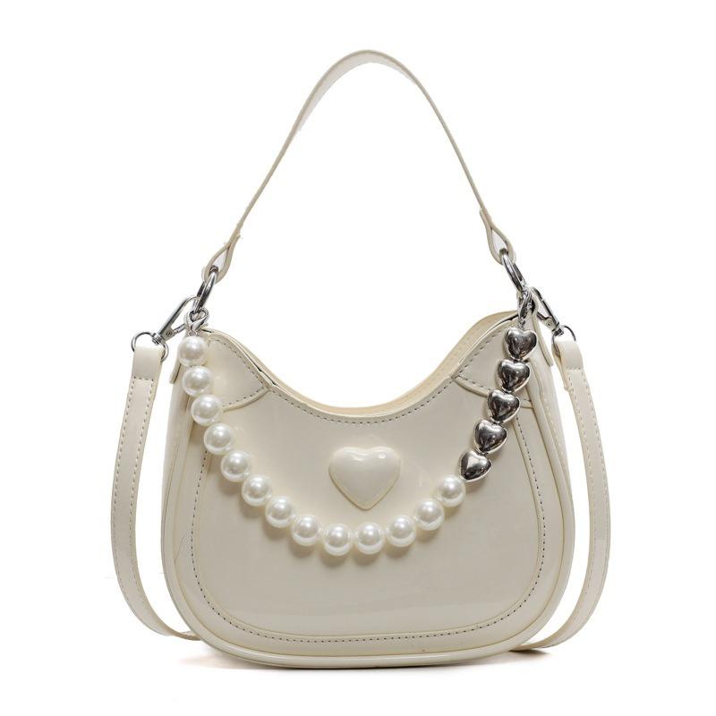 Niche love bag women's bag new fashion pearl handbag texture women's crescent messenger bag