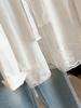 Women's Mid-Length French White Lace Embroidered Tie-up Long-Sleeve Shirt - Spring/Autumn Loose Fit
