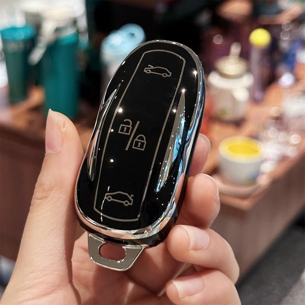 

Чохол для брелока з кільцем для ключів Автомобільний брелок для Tesla Model S Model 3 Model Y Model X Захисник для дистанційного смарт-ключа Model 3 Y чорний