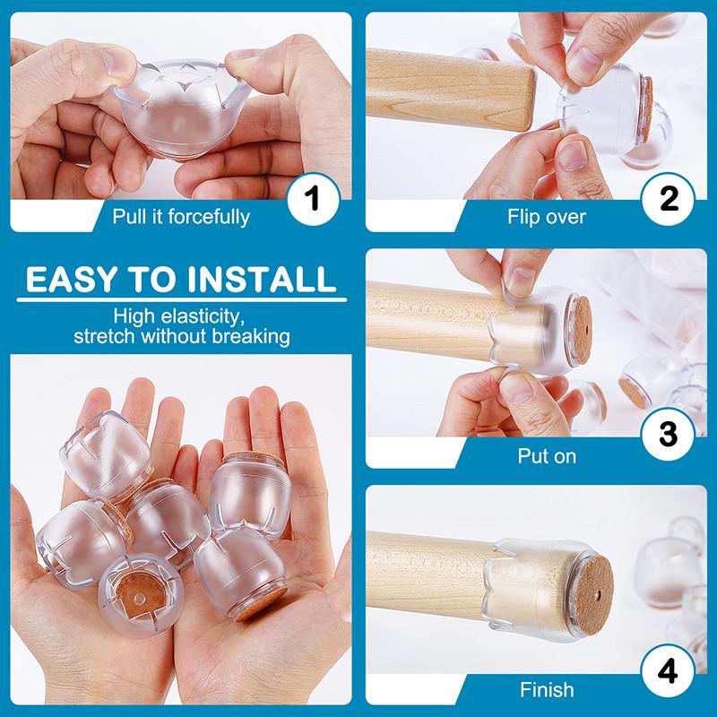 16 bucăți din silicon pentru picior de masă și scaun, pentru picioare, capace Capace pătrate, șosete, pentru picioare, anti-alunecare, pentru mobilier.