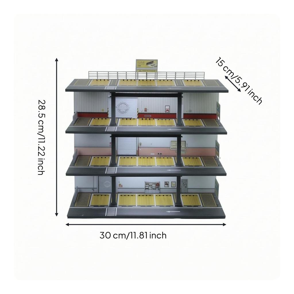 Die-Cast Parking Garage Diorama Realistic Model Car Display Industrial