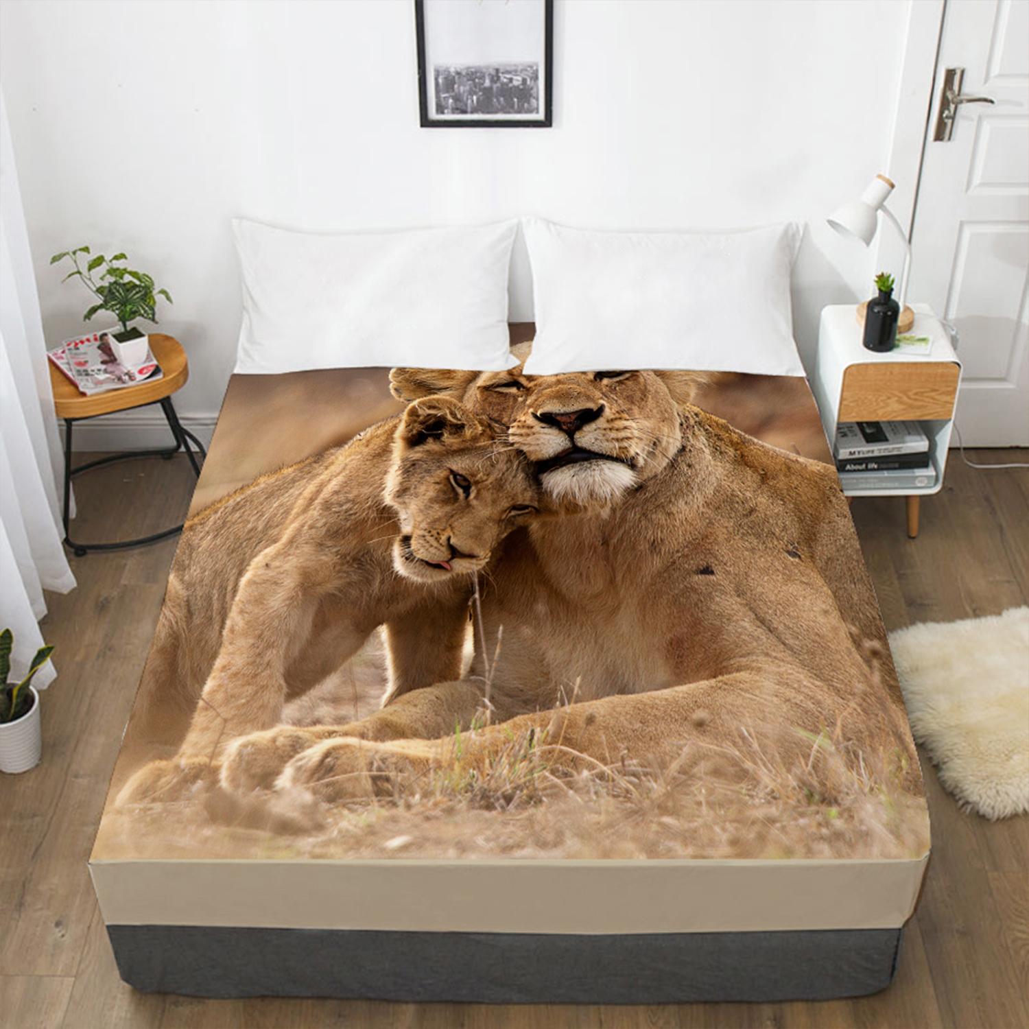 Постельная простыня с рисунком лесных животных, 3D-печать, наматрасник, простыня на резинке, постельное белье, одна штука 120x200 3pcs