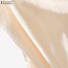 ZANZEA Women Elegant Round Neck Lace-Up Casual Short Sleeve Blouse