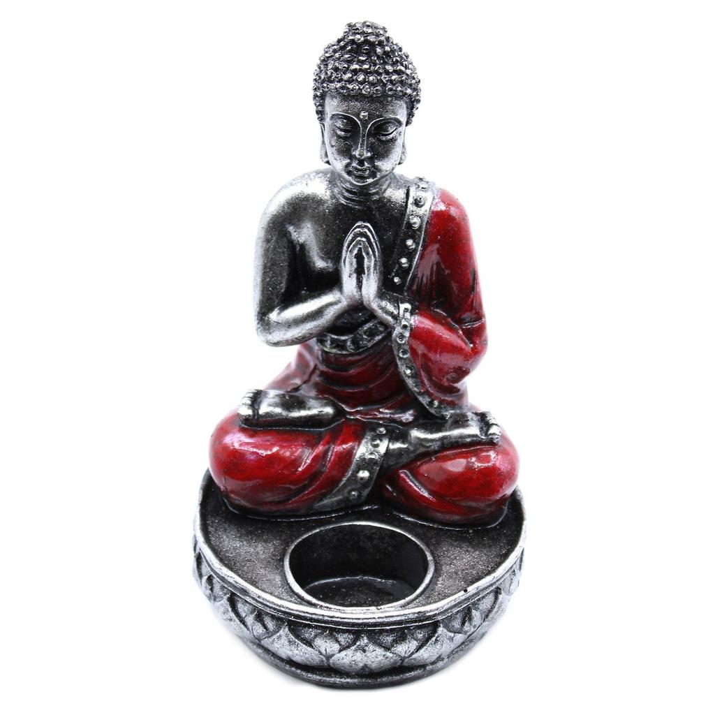 Buddha Candle Holder - Red Medium Resin