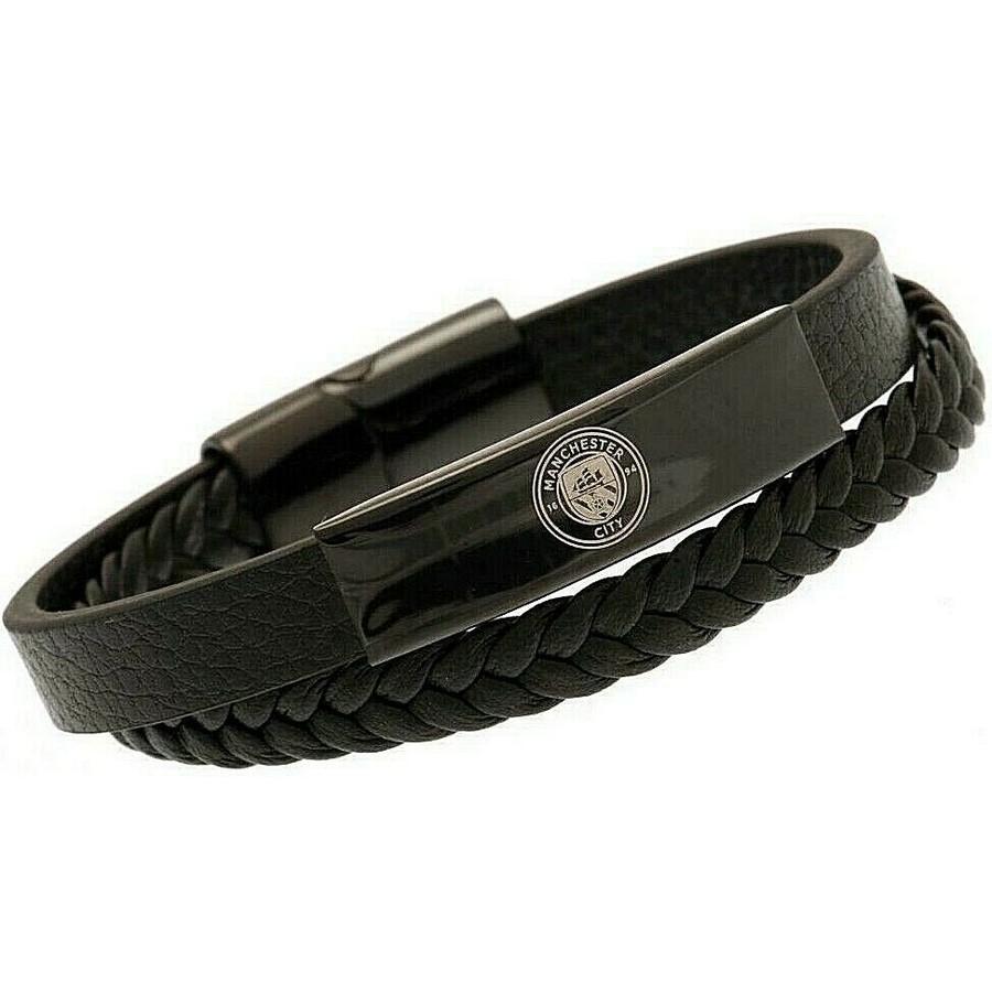 Manchester City F.C. Leather Crest Bracelet