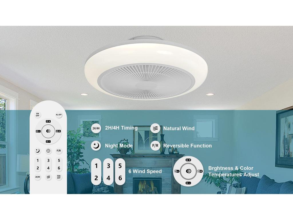 Smart Silent Ceiling Fan Light for Living Room and Bedroom