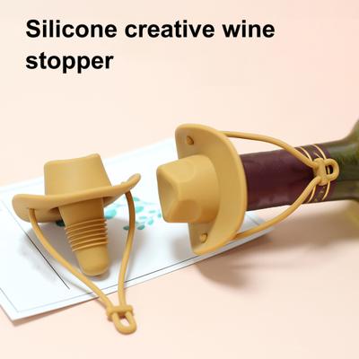 Yousheng Silicone Western Cowboy Hat Wine Bottle Stopper Eco-Friendly Reusable Wine Saver Multifunctional Beer Bottle Sealer