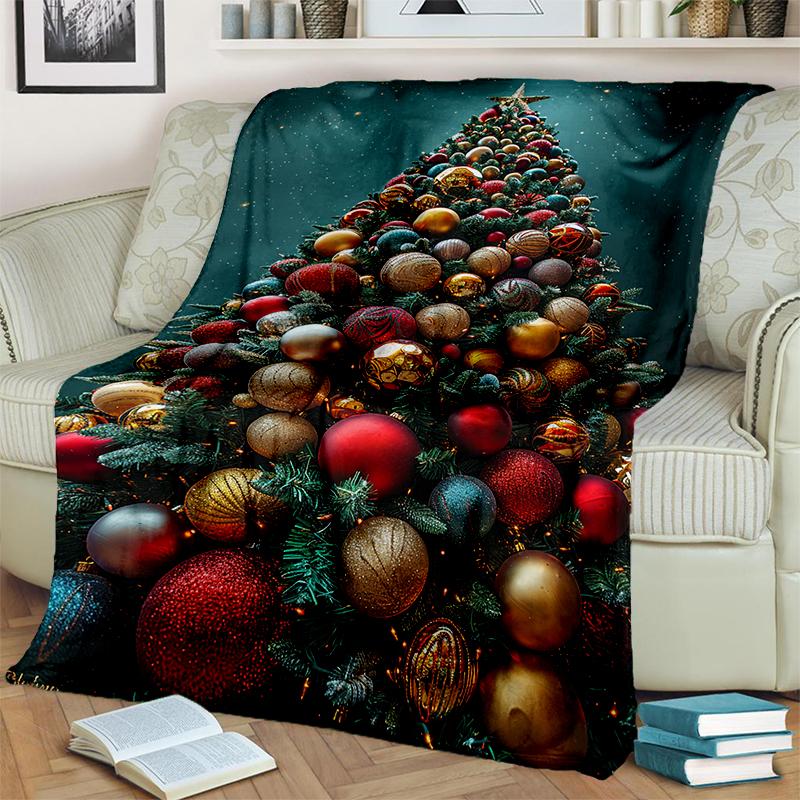 Merry Christmas Cartoon Santa Claus Christmas Tree Festival Gift Blanket,Soft Throw Blanket for Home Bedroom Bed Sofa Cover Kid