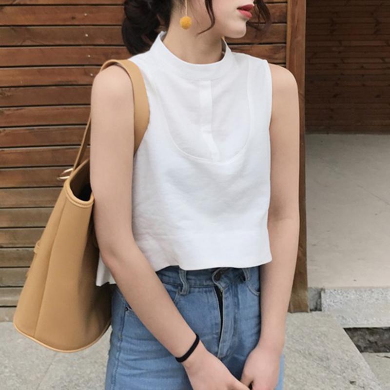 

VONDA Summer Women Round Neck Sleeveless Loose Tanks 5XL білий