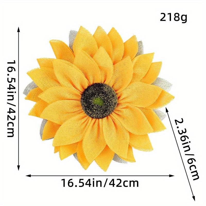 Sunflower Wreath Front Door Decor Cloth Fabric Wall Hanging Decoration Sunflower Thanksgiving Day 2024 Household Craft Ornaments