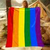 LGBT Pride Flag Blanket, Colorful Lightweight Throw for Sofa Travel, Soft Symbol of Inclusion, Perfect Support Gift for