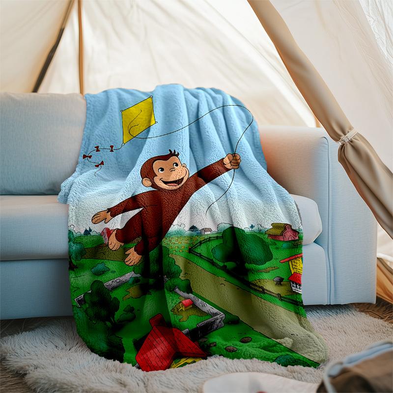 Curious George1 printed throw blanket—lightweight,soft,warm;versatile blanket for all seasons—perfect as &air-conditioning throw,nap blanket
