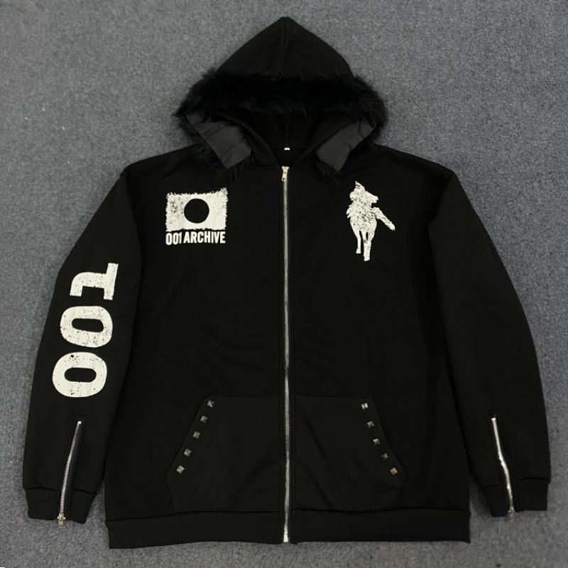 Европейский и американский темный стиль зимняя мужская и женская повседневная свободная толстовка с капюшоном и хип-хоп принтом XL чёрный 2190₽