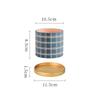 Nordic Stripe Plaid Pattern Ceramic Flower Pot Indoor Vintage Flower Plant Potted with Saucer Vase Living Room Office Flower Pot