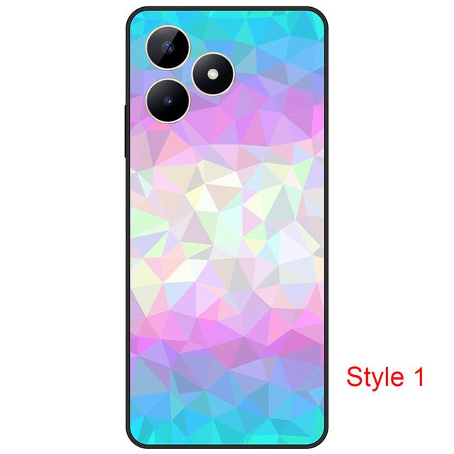 

Чехол для Realme C53, милый мультяшный черный чехол для Realme C 53, 6,74 дюйма, мягкий противоскользящий чехол из ТПУ, полная защита, бампер RMX3760 C53-Style 1