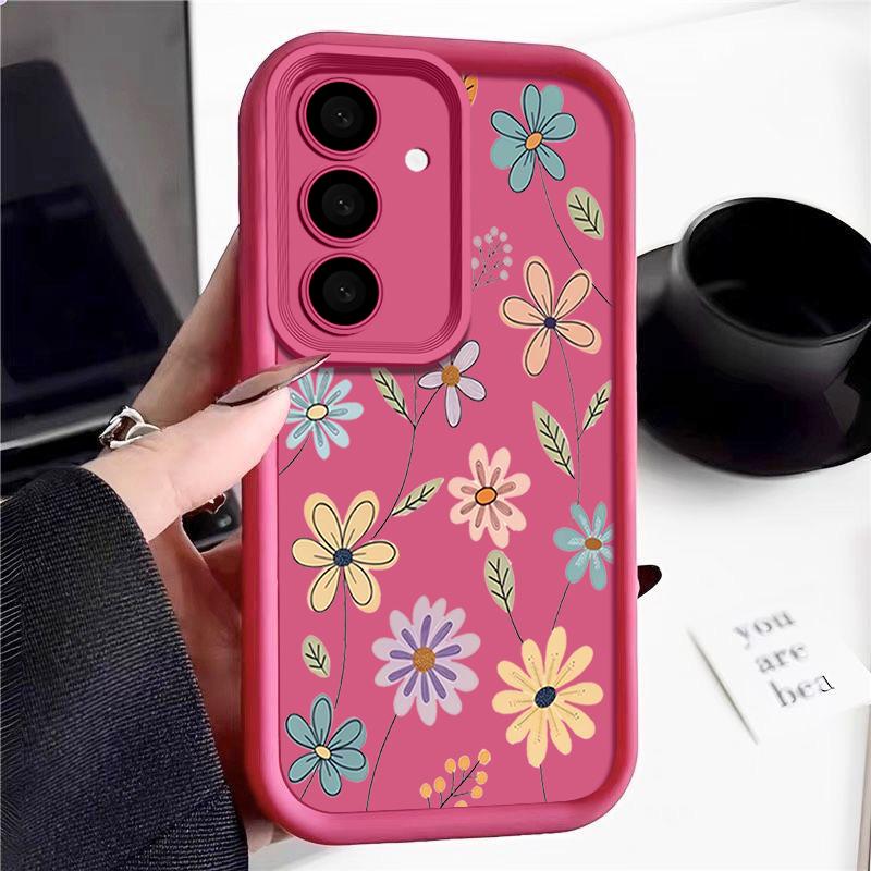 Liebevolle Cartoon-Blumenhülle für Samsung Galaxy S25 S24 Ultra S23 S22 Plus S21 S20 FE A15 A16 A26 A34 A35 A36 A54 A55 A56 5G Capa