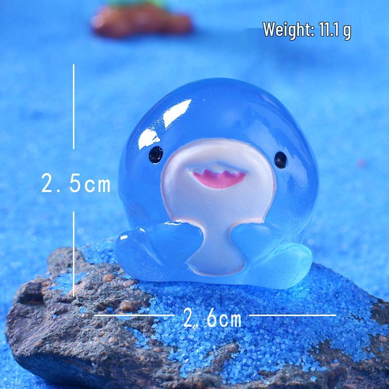 Luminous Little Shark Micro Landscape Ornament - Resin Cartoon Accessory