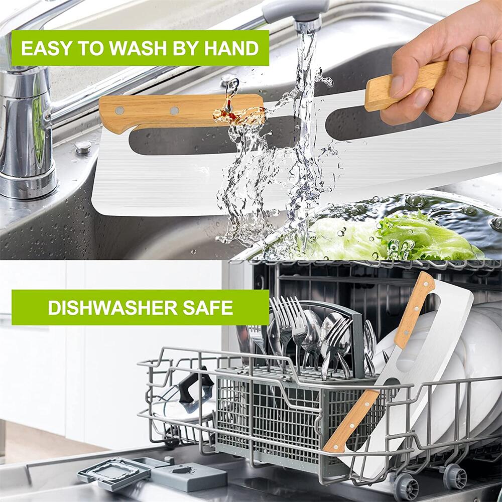 Pizza Cutter Rocker Blade Stainless Steel Sharp Big Knife Kitchen Baking Tool Pastry Pasta Dough Slicer Wheel With Wooden Handle