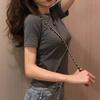 Women's Slim Fit Solid Color Short-Sleeve Round Neck T-Shirt - Korean Summer Style