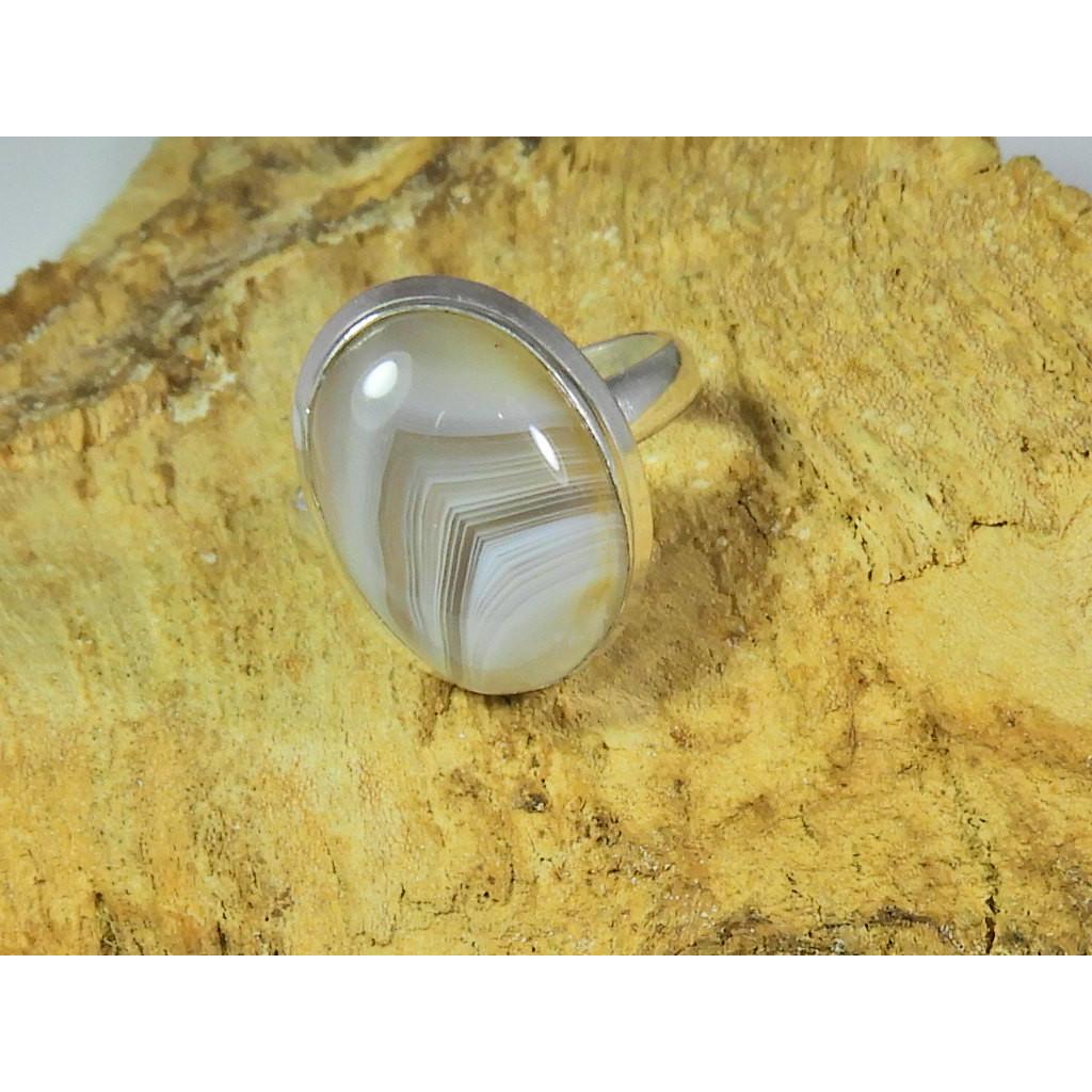 

Natural Botswana Agate 925 Solid Sterling Silver Ring Size US-7 PG-180