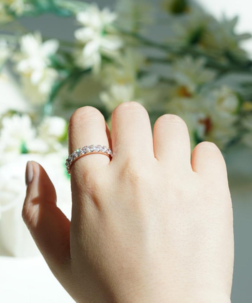 Alleun Silver 925 Layered Square Cubic Silver Ring