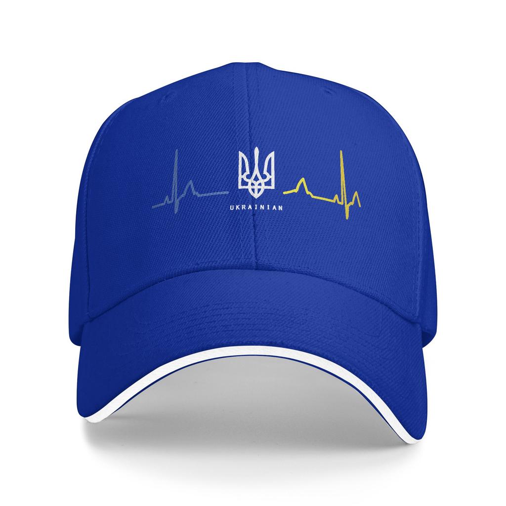 Ukrainian Tryzub Ukraine Flag Trident Zelensky Heartbeat Baseball Cap Men Hip Hop Hats Summer Fitted Retro Hunting Baseball Caps