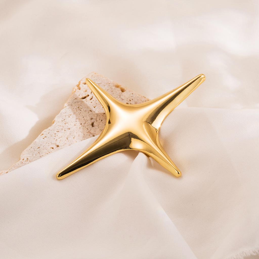 Women Fashion Stainless Steel Gold Smooth Cross Metal Brooch Minimalist Personality Trend High Grade Elegant Pin Jewelry