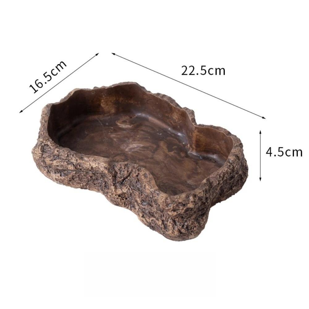 New Simulated Rock Reptile Food Bowl Multiple Size Habitat Decor Lizard Food Dish Anti-slip Base Pet Reptile Feeder Pet Supplies
