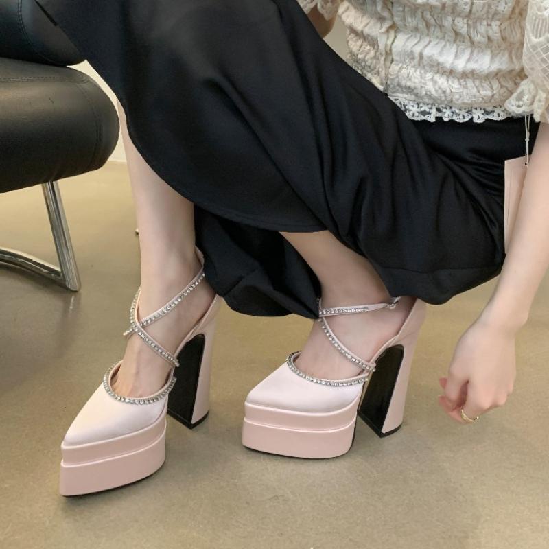 Fashion 2025 Hot selling elegant NEW Fashion Runway Style Rhinestone Sandals Super High Heels Waterproof Platform Women Shoes