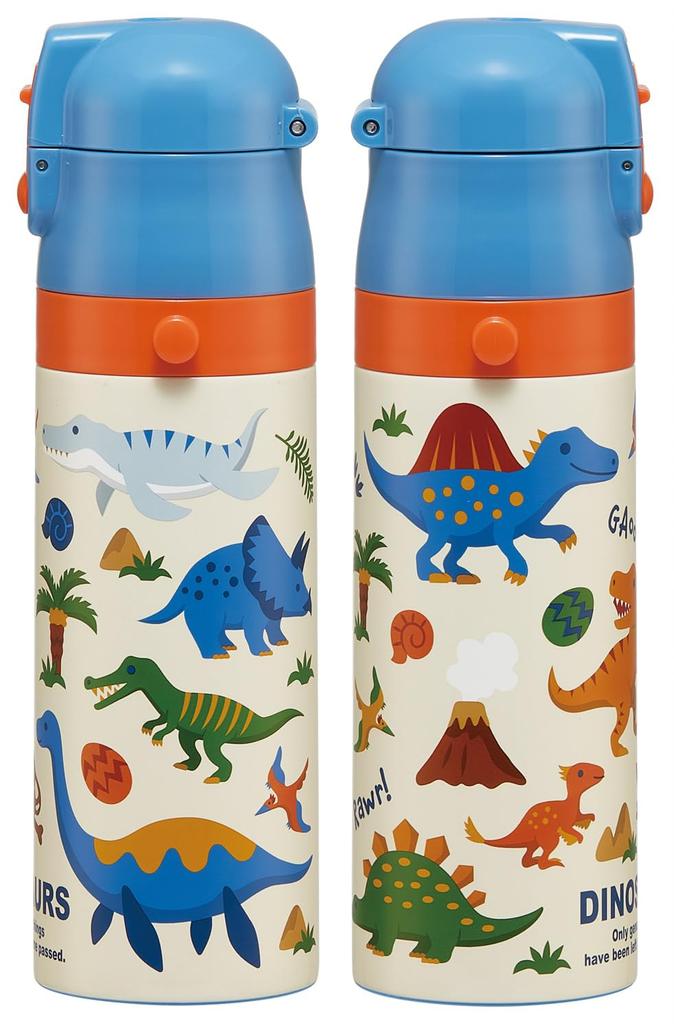 Skater Water Direct Dinosaur Size Stainless Sports Water Children's Bottle, Drinking, 470ml, Design, 26, Boys, Insulated, Steel, Lightweight, Bottle,
