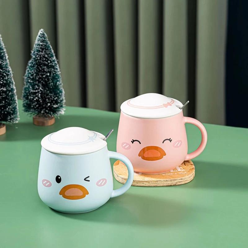 Cartoon Duck Hat Duckling Mug Cute Ceramic Cup With Lid Mug for Coffee Cups Mugs Funny New Year Mugs Drinkware Tea Original Beer