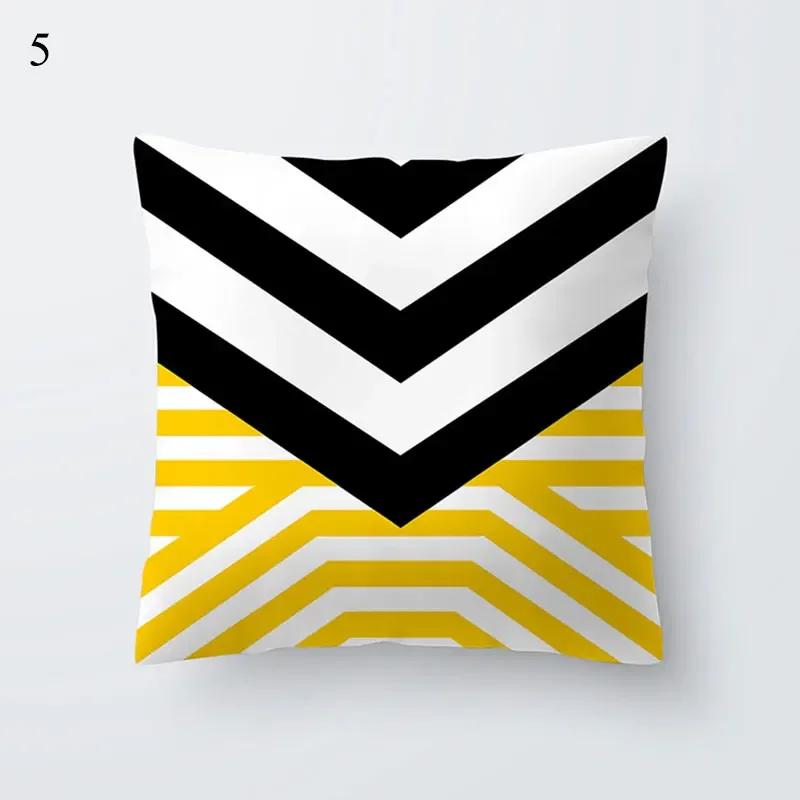 45*45Cm Yellow Print Cushion Pillowcase Geometric Hug Pillowcase Home Chair Sofa Decorative Cushion Square Pillowcase