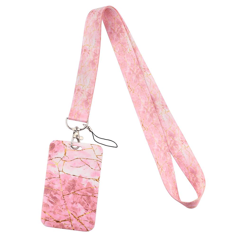 Marble Texture Phone Lanyard & Card Holder for Student/Work ID, Meal & Bus Access.