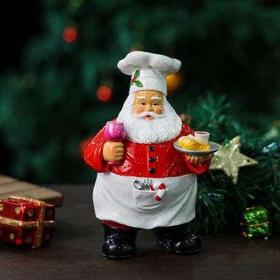 Yousheng Weihnachten Weihnachtsmann Koch Figur Harz Cartoon Weihnachtsmann Statue Feiertagsparty Zuhause Büro Küche Schreibtisch Dekoration Ornament