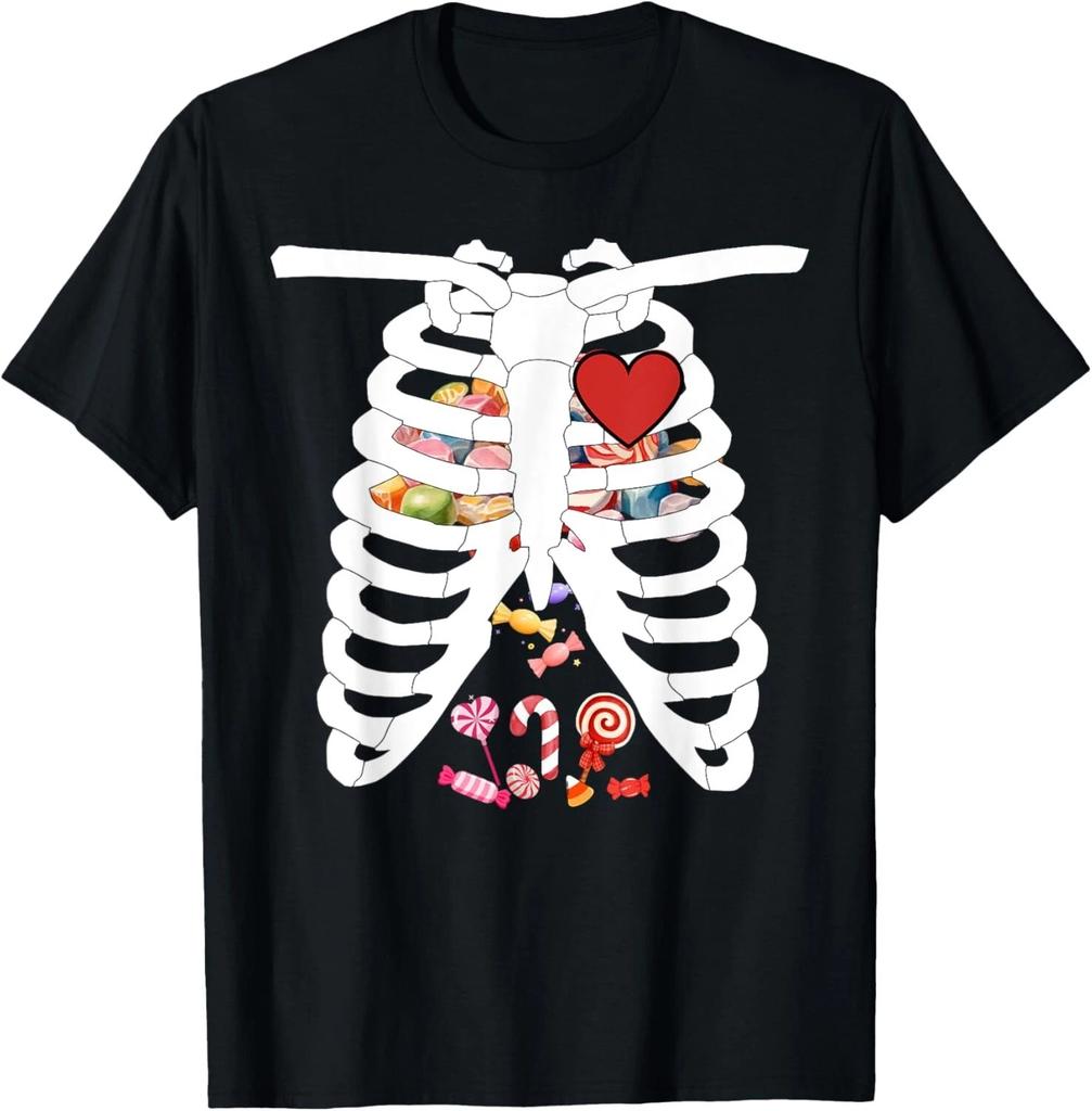 Skeleton Rib Cage X-ray Candy Funny Halloween Costume Kids T- Shirt
