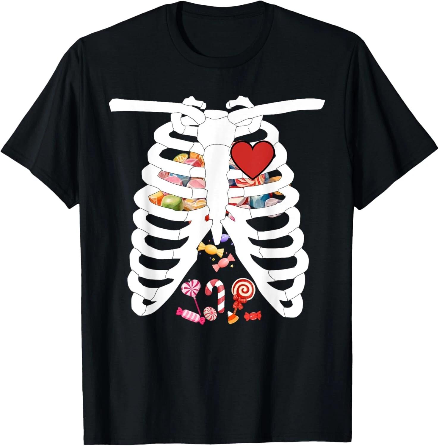 Skeleton Rib Cage X-ray Candy Funny Halloween Costume Kids T- Shirt 2XL