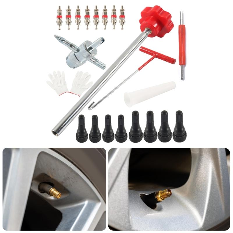 Tire Valves Stem Cores Replacement Tool Kit Quick Change Tire Valves Tool Kit for Replacing Leaky Valves In Motorcycles