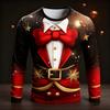 Christmas Fake suit Pattern 3D printed men's long sleeves T-shirt Happy New Year oversized T-shirt fun gift Cosplay Men clothes