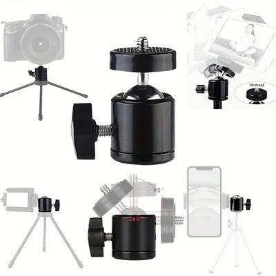Mini Kogelkop voor 1/4 Statief Aluminiumlegering 360 Graden Rotatie met 0,25-inch Schroefdraad Basisplaat voor DSLR Camera Camcorder