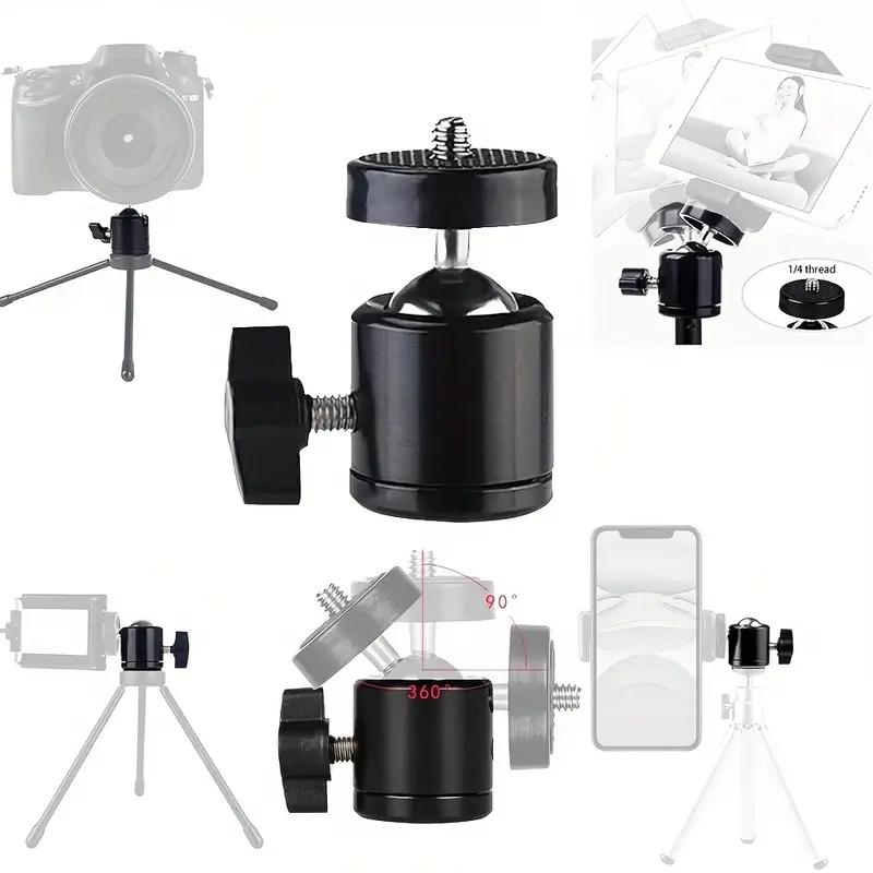 Mini Ball Head for 1/4 Tripod Aluminum Alloy 360 Degree Rotation with 0.25inch Threaded Base Plate for DSLR Camera Camcorder