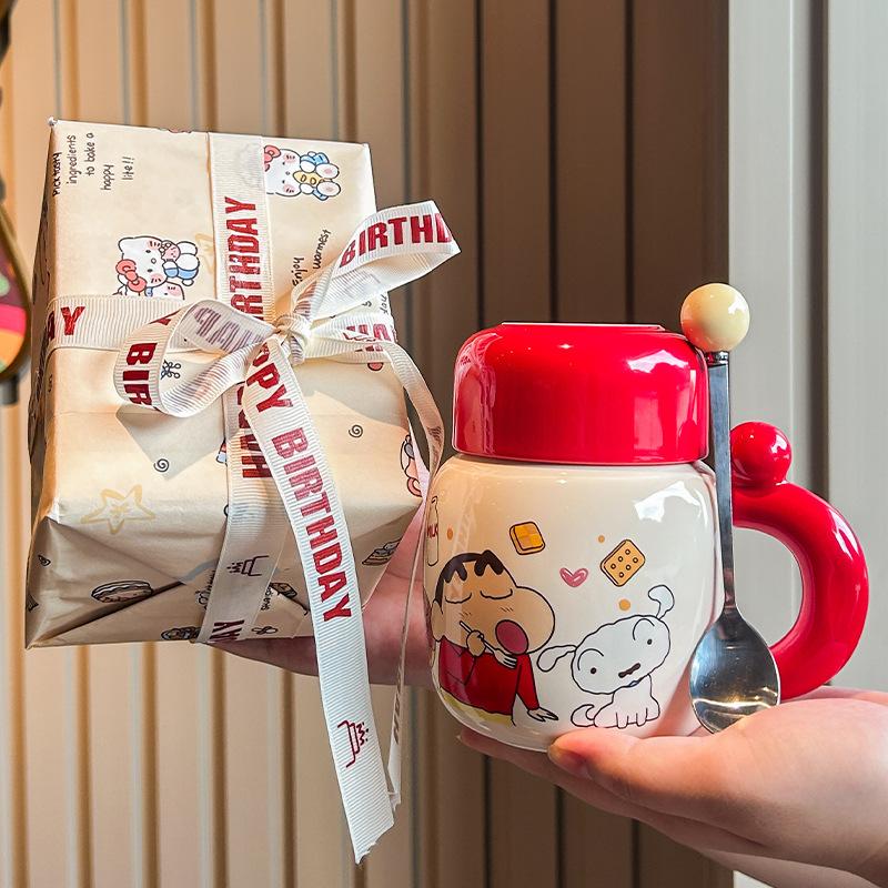 Kredka Xiaoxin Czajnik Ceramiczny Wysokiej jakości kubek z pokrywką Uroczy kubek na kawę/wodę o dużej pojemności Prezent urodzinowy