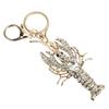 Strass Hummer Schlüsselanhänger Zinklegierung Glitzer Bling Funkelnder Schlüsselanhänger Handtaschenzubehör für Frauen Mädchen Weiß