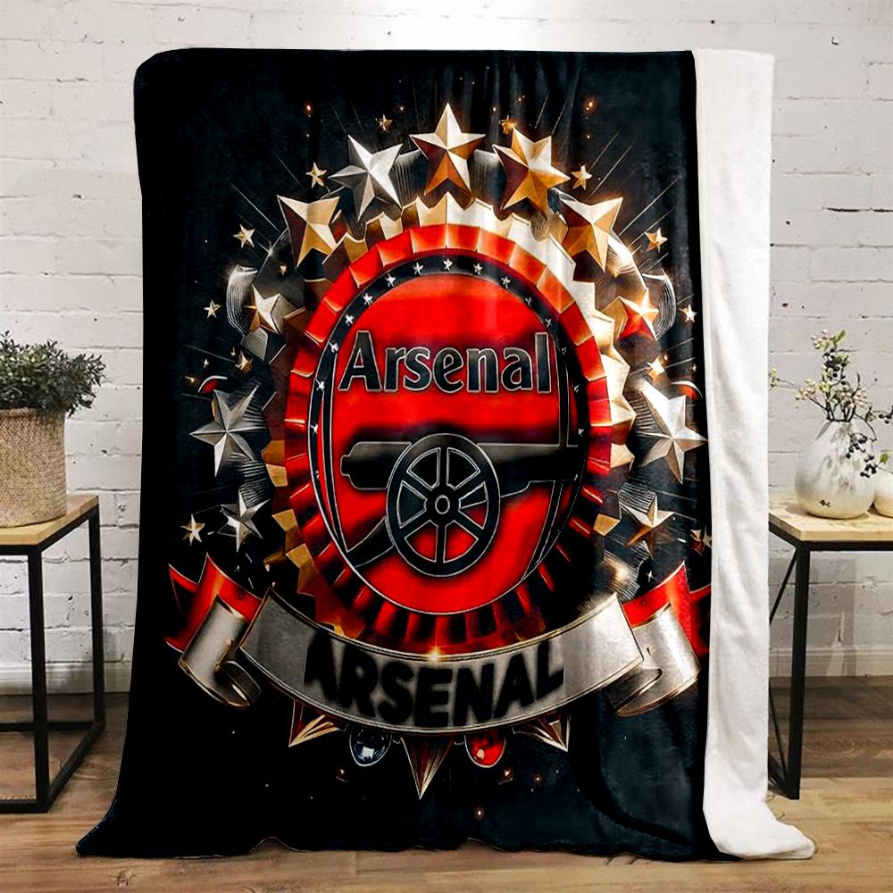 Arsenal Logo Black Designed Flannel blanket for bedroom, living room, sofa, and nap