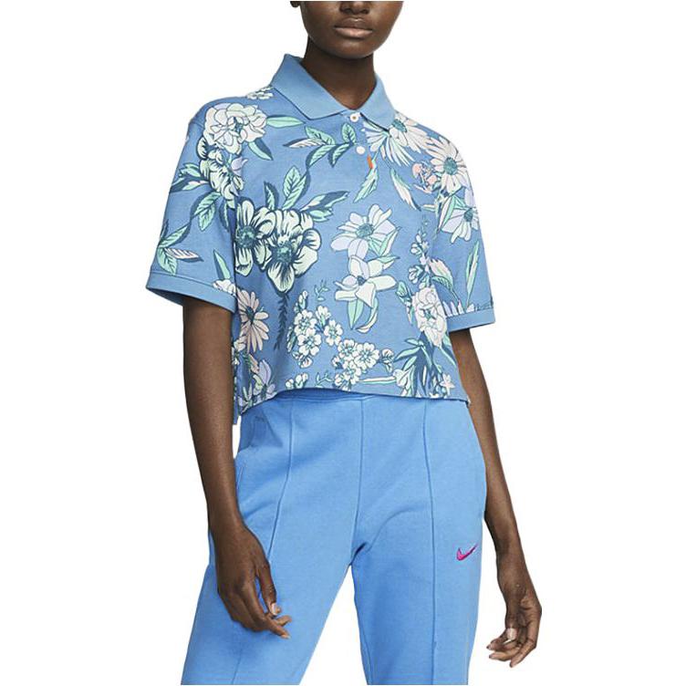 Nike Polo Shirts Women's Blue Polo Collar Moderate Straight Fit DH2479-469