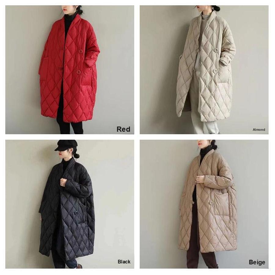 Übergröße Damen Herbst Winter Locker Lässig Stehkragen Einfarbig Bedruckt Daunen Steppjacke Mantel