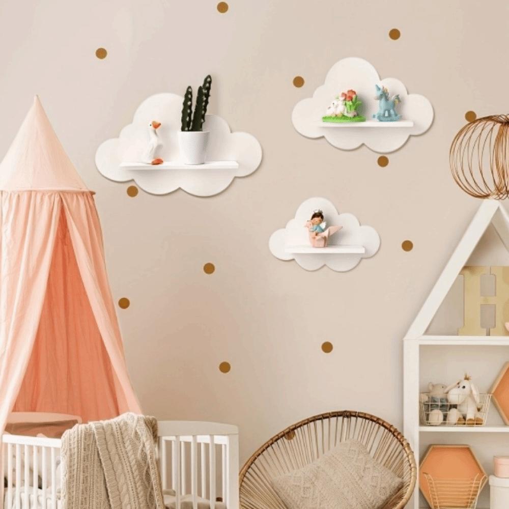 Durable Floating Shelf Wooden Cloud Shape Shelf Modern Style Wall Shelf Display  Living Room